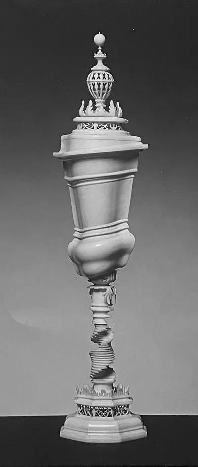 Ornamental ceremonial urn on pedestal