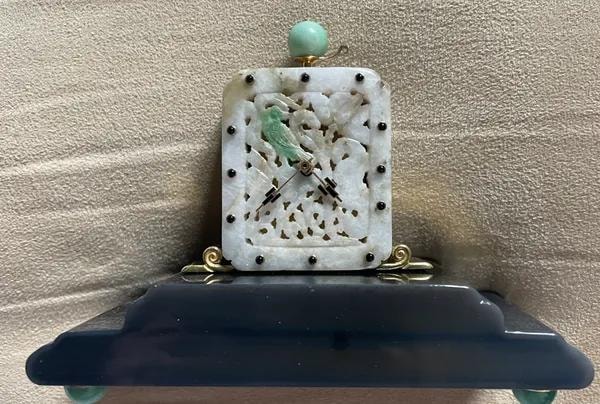 Lacloche Freres jade and onyx clock, Paris c.1920